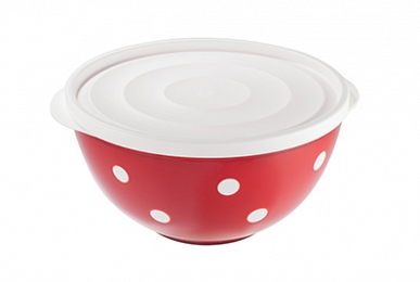 Bicolour salad bowl with lid "Marusya" 1,4 L, red translucent