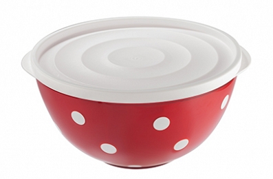 Bicolour salad bowl with lid "Marusya" 2 L, red translucent