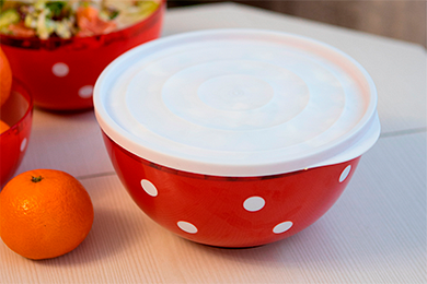 Set of bicolour salad bowls "Marusya", red translucent