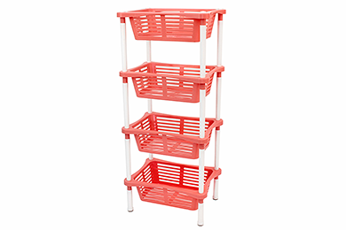 4-section stand with baskets Krita, coral